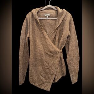 BetaBrand Brown Wrap asymmetrical button Cardigan S/M